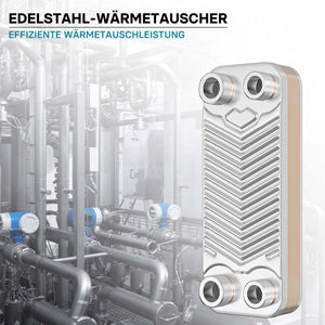 Scambiatore a piastre saldobrasate in acciaio inox, 10 piastre, max 22 kw