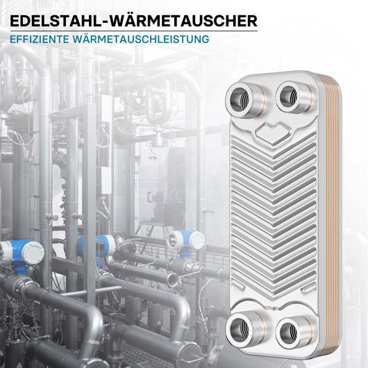 Scambiatore a piastre saldobrasate in acciaio inox, 10 piastre, max 22 kw