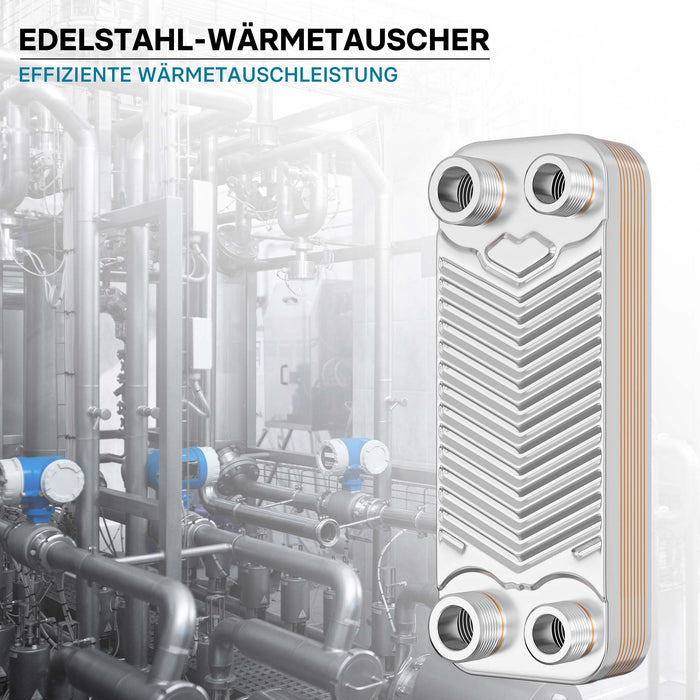 Scambiatore a piastre saldobrasate in acciaio inox, 10 piastre, max 22 kw