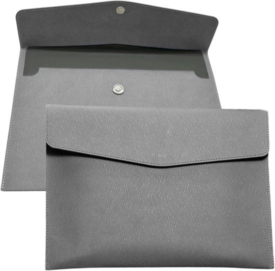 Documenti A4 - organizzatore portatile e impermeabile, tas per documenti e oggetti, in pelle PU, per ufficio, viaggio, casa e scuola (grigio)