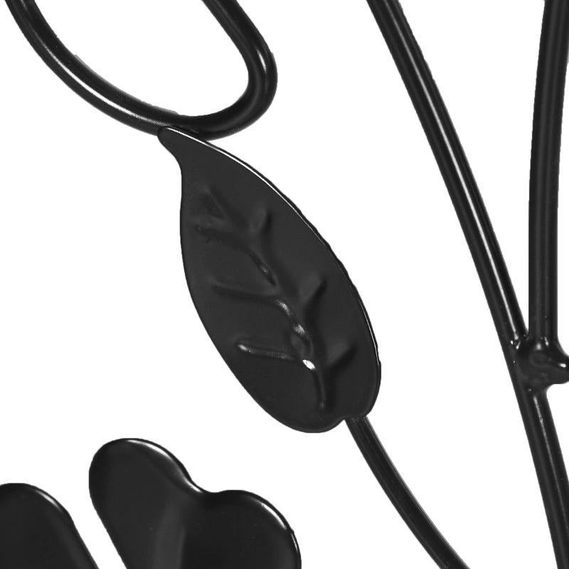Set di 2 grigliati da giardino in metallo nero 38 x 98 cm, con decorazioni a trifoglio e uccelli