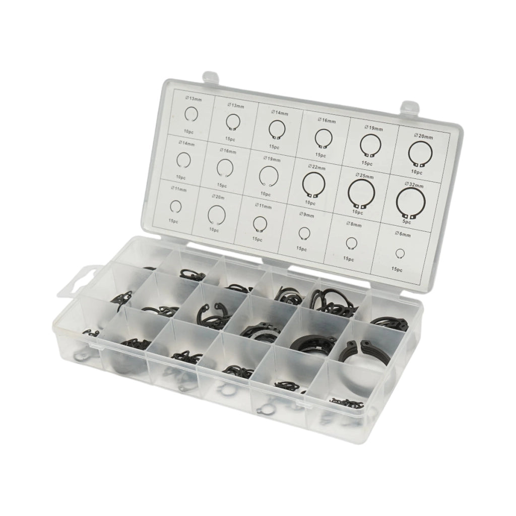 Set anelli di sicurezza Seeger interni ed esterni 6–32 mm, 225 pezzi