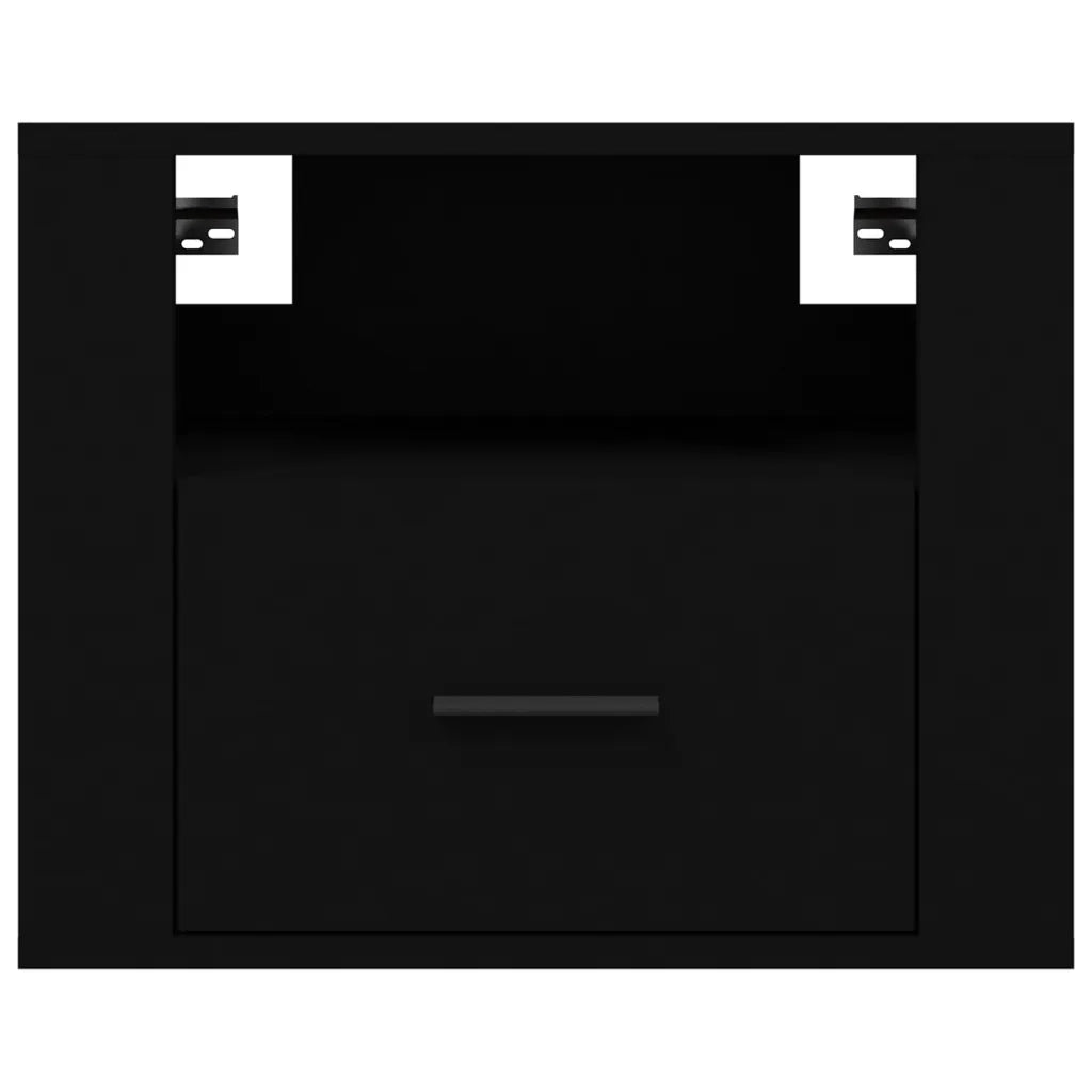 Set di 2 Comodini | Armadio da Notte | Mobiletto da notte a Muro Nero 50x36x40 cm