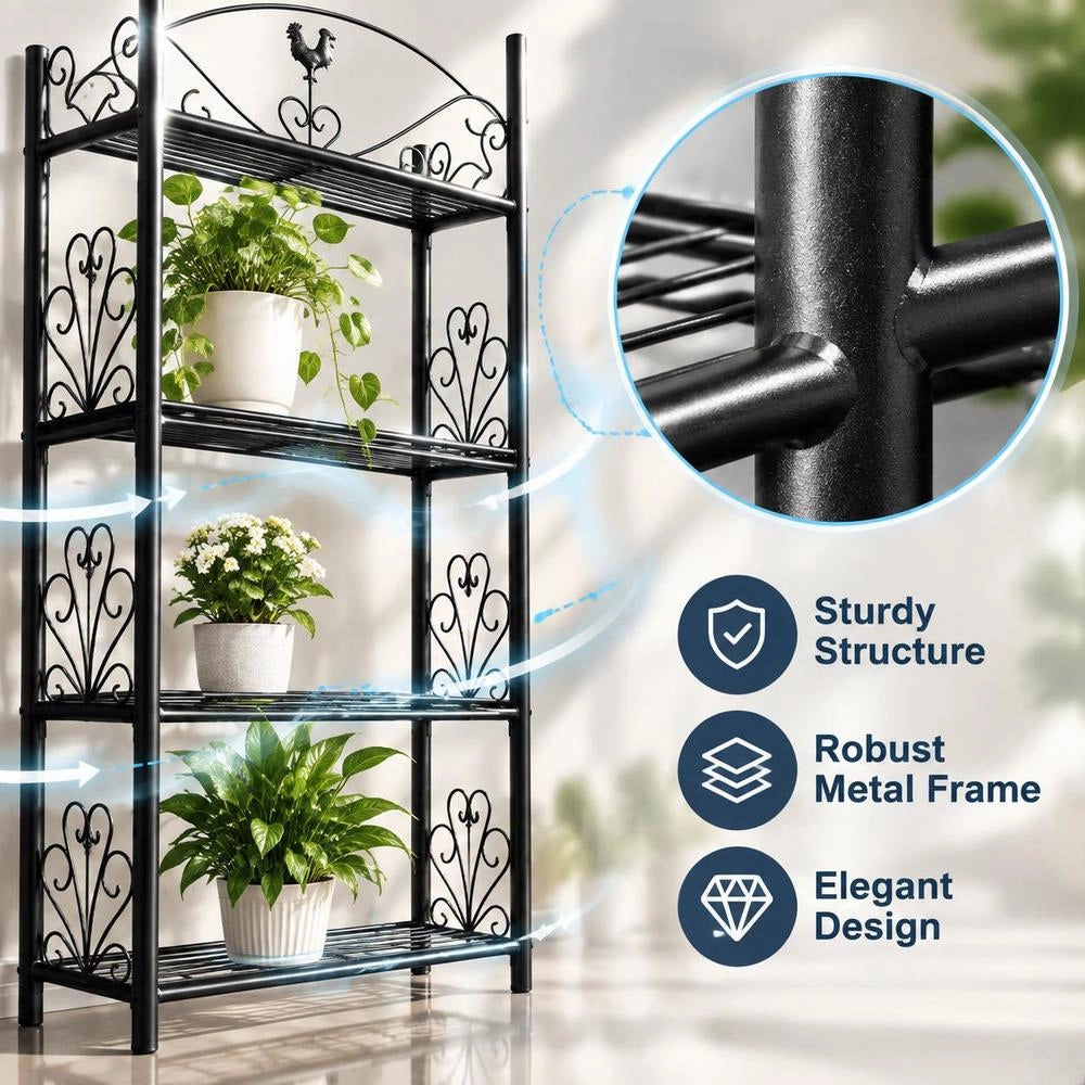 Plant Stand, Flower Shelf, Flower Stand, Black