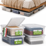 4 Pezzi Storage Box Marea Contenitori Sottoletto in Plastica 20L x 4Pz 58x39x15cm