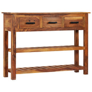 Buffet credenza cassettiera mobiletto mobile contenitore organizer per cucina soggiorno salotto con 3 cassetti 110 x 30 x 80 cm legno massello di acacia marrone 02_0029735