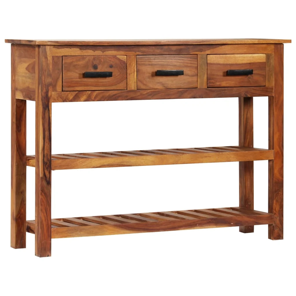 Buffet credenza cassettiera mobiletto mobile contenitore organizer per cucina soggiorno salotto con 3 cassetti 110 x 30 x 80 cm legno massello di acacia marrone 02_0029735