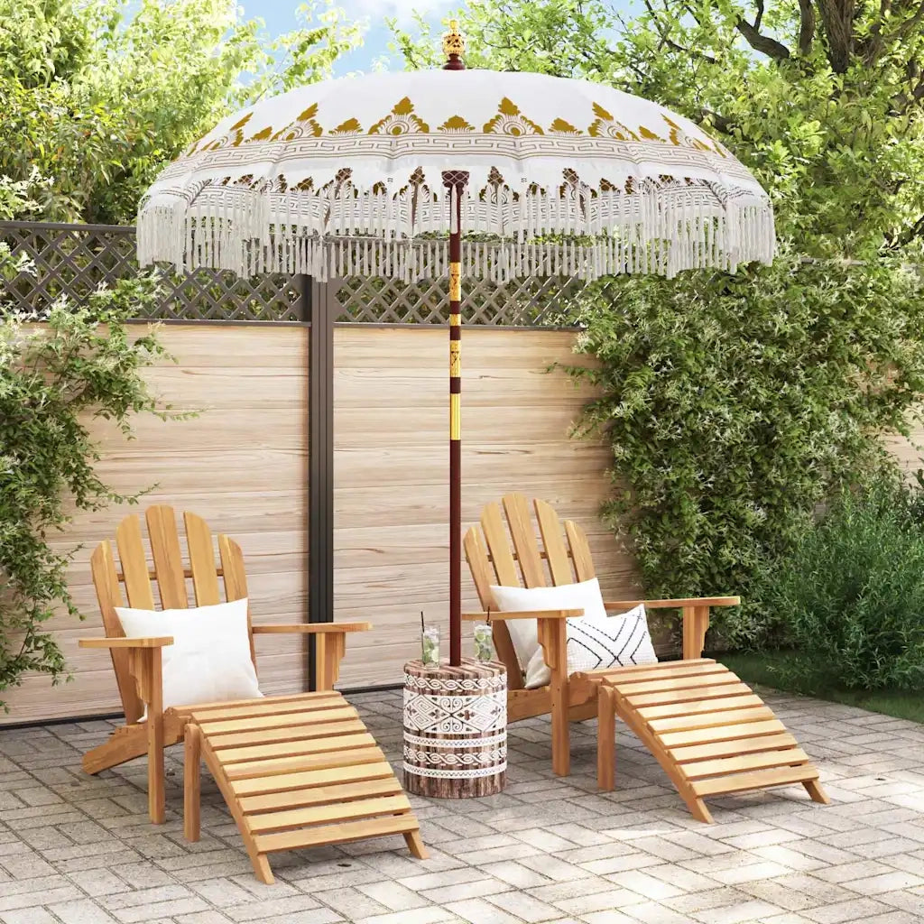 vidaXL Parasol Balinese 260 Crema 210-220 cm Cotone e legno massello