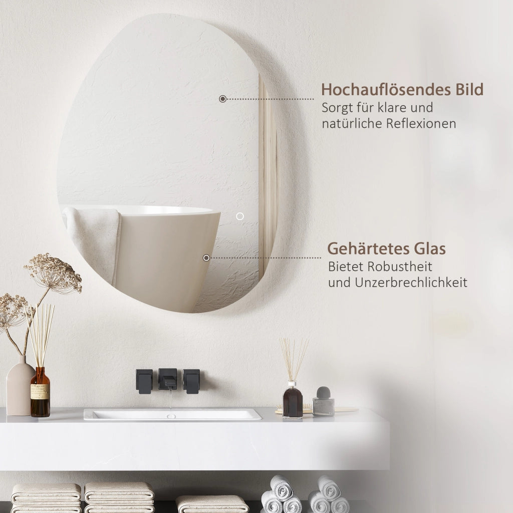 Specchio da Bagno Asimmetrico con Luci LED ¨C Zephmum ¨C 70x50 cm Argento