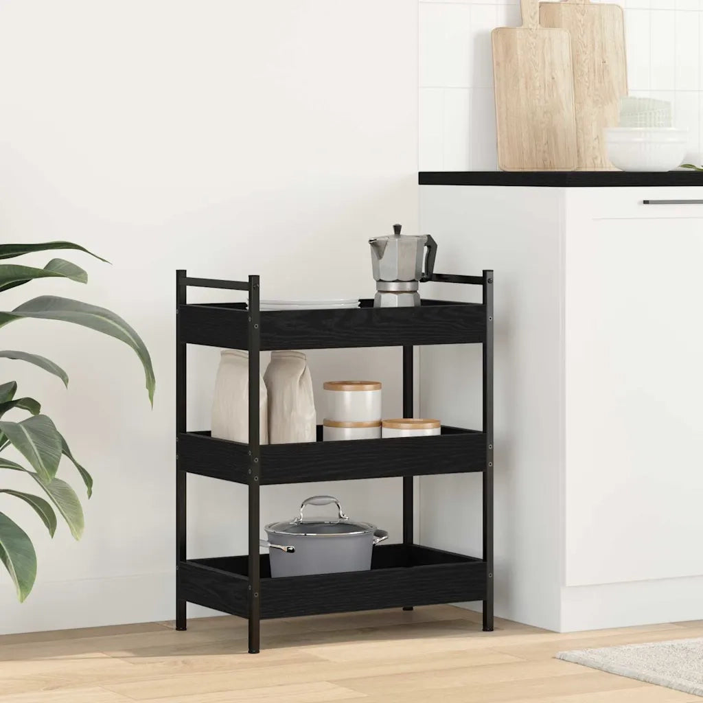 Carrello da Cucina Rovere nero 50 x 30 x 70 cm CFW6674236