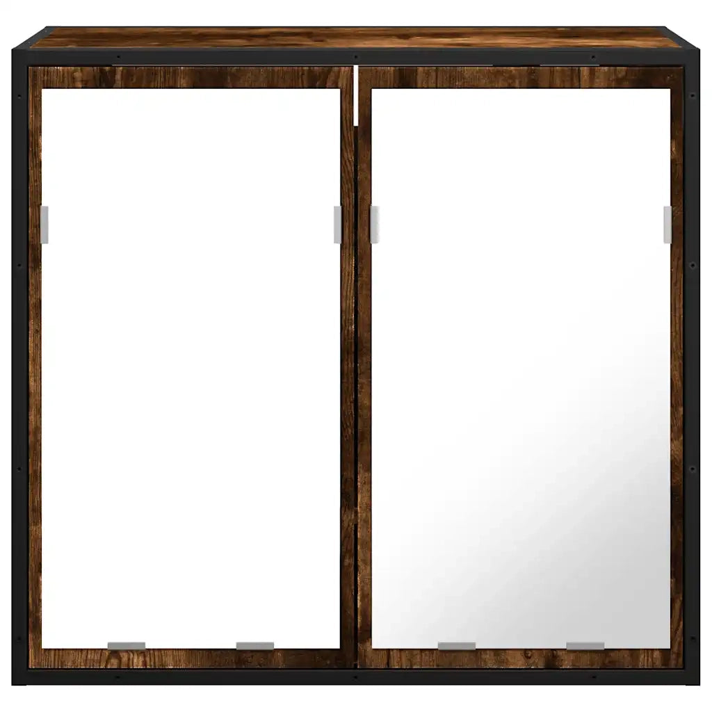 Mobile Bagno Specchio Rovere Fumo 65x20x60 cm Legno Multistrato 849256
