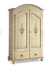 Armadio arte povera 2 ante legno shabby avorio anticato filo azzurro 125x61x200 (1314) - Mobili 2G