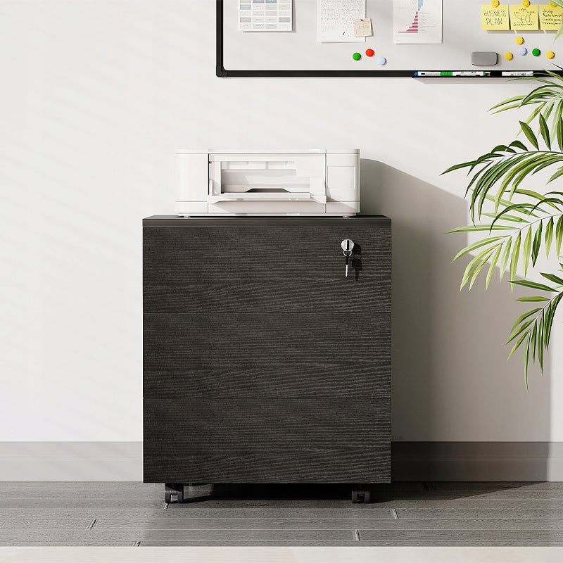 Contenitore da ufficio su ruote con cassetti con serratura, armadio mobile nero