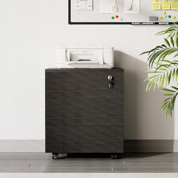 Contenitore da ufficio su ruote con cassetti con serratura, armadio mobile nero