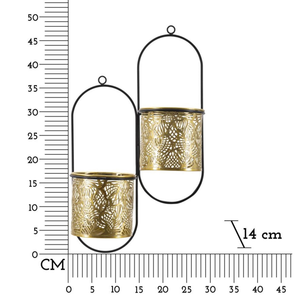 Set di 2 Vasi per Piante VKH416, Oro, Metallo, 27x14x48 cm