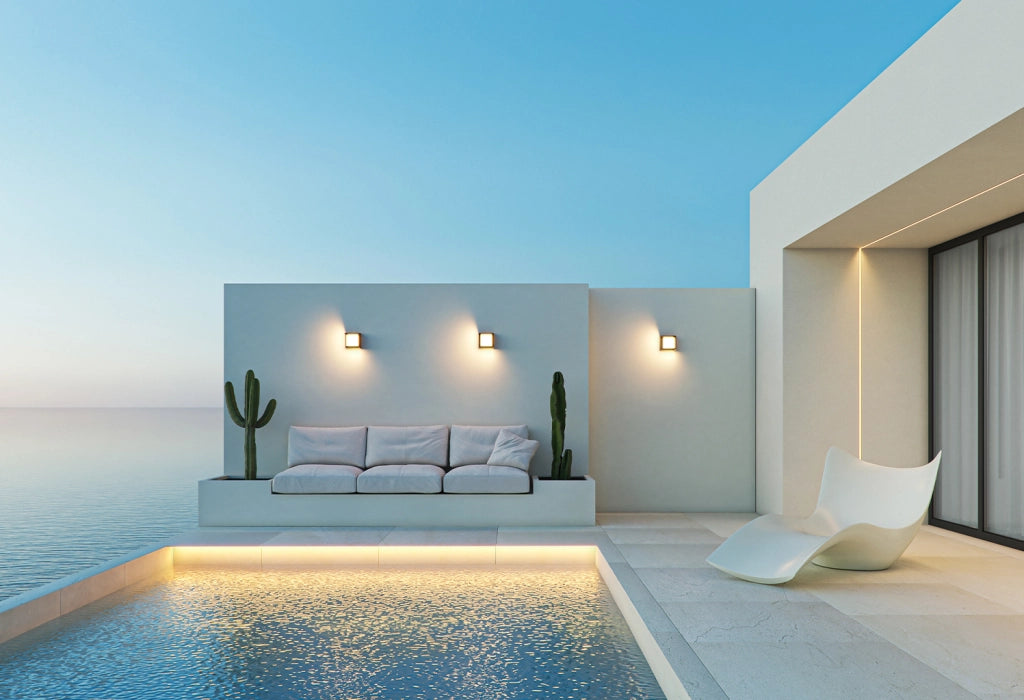 Applique LED da esterno Blis Rectangular 24W 180 gradi 2700K/3200K/4000K finitura Corten strutturato per illuminazione architetturale e porticati