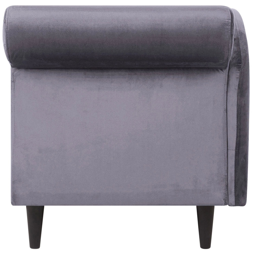 Chaise longue Rivestimento in velluto grigio con contenitore a versione destra con supporto