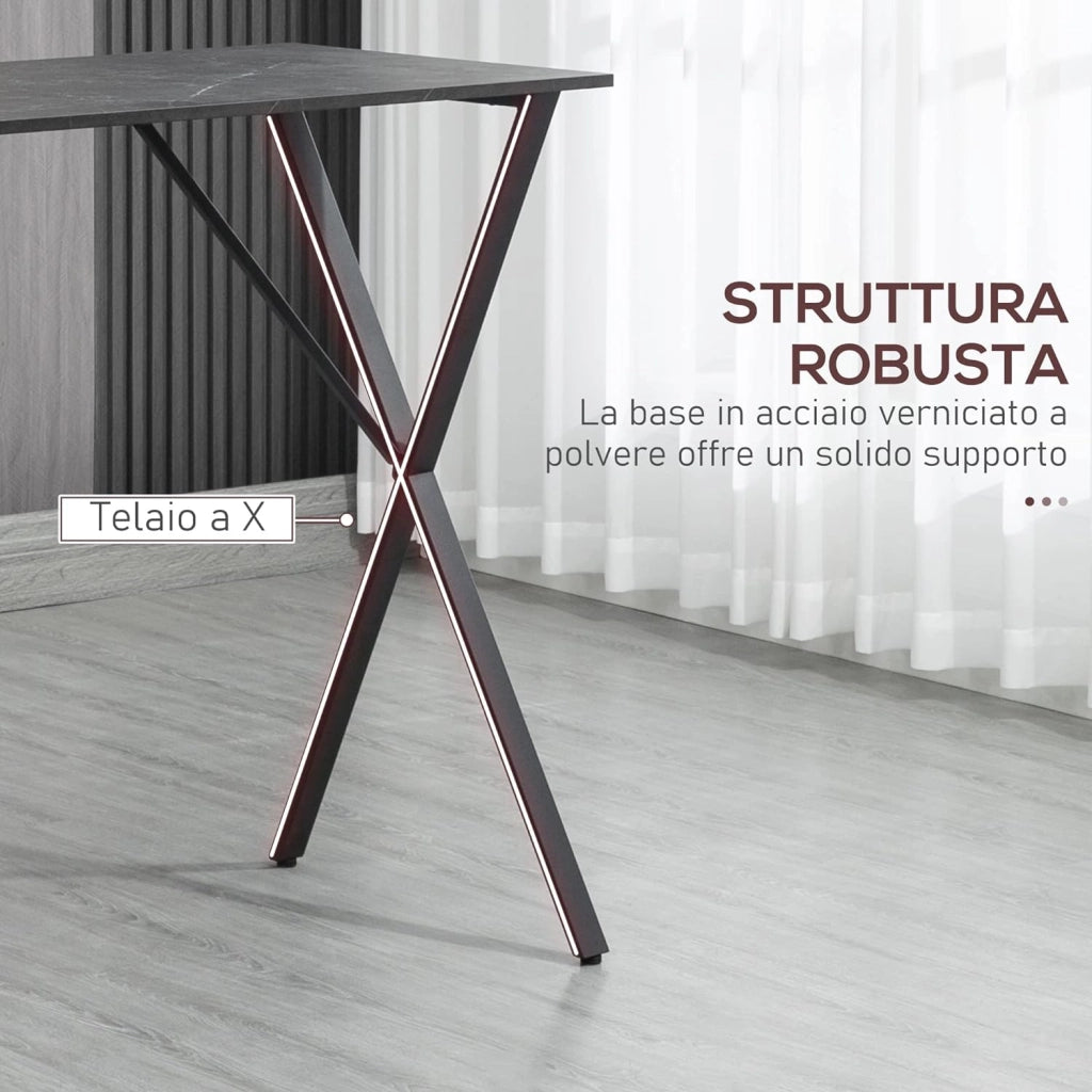 Bancone Bar Stile Moderno Industriale, Effetto Marmo 120x60x102cm, (Nero)