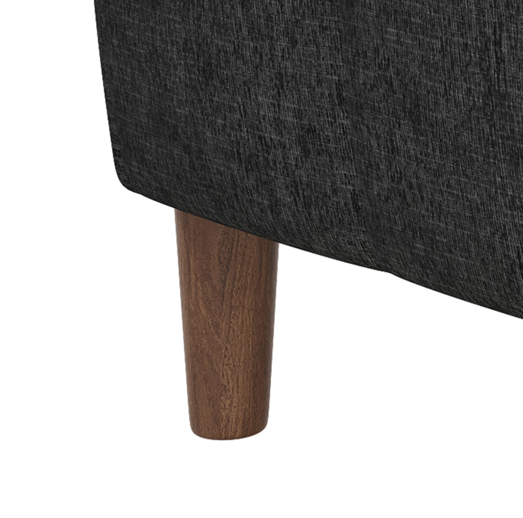 Divano angolare L 3 posti con chaise longue contenitore reversibile; USB e Type-C; grigio scuro