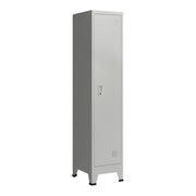 Armadietto da ufficio mobiletto portaoggetti per ufficio officina camera da letto in metallo e acciaio con 1 anta in acciaio laccato 180 x 38 x 45 cm grigio 03_0006345