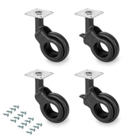 Kit 4 Ruote per Mobili Ø50 mm in Plastica e Acciaio Emuca Nero