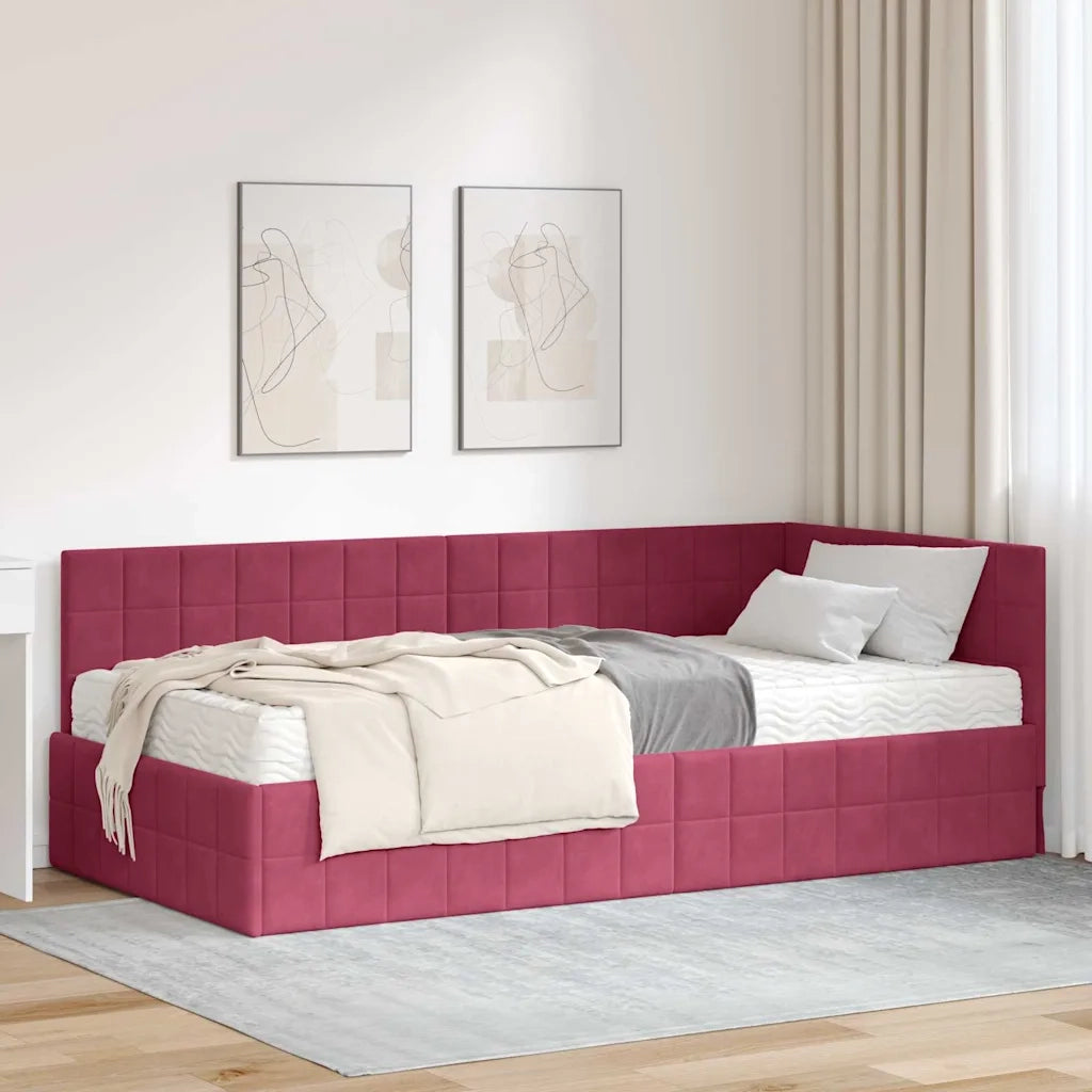 Struttura Letto Angolare con Materasso 2 pcs Verde Velluto 3393932