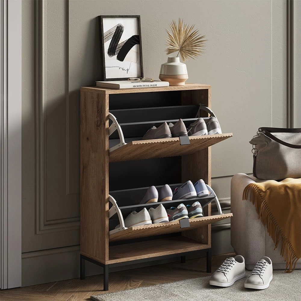 Scarpiera da ingresso Eliza, Bianco, 60 x 92 cm con cassetti