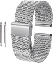 Cinturino orologio in acciaio inossidabile mesh 24 mm, cinturino metallico regolabile, colore argento, per uomo e donna