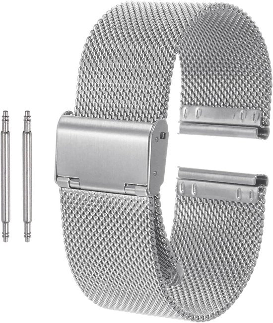 Cinturino orologio in acciaio inossidabile mesh 24 mm, cinturino metallico regolabile, colore argento, per uomo e donna