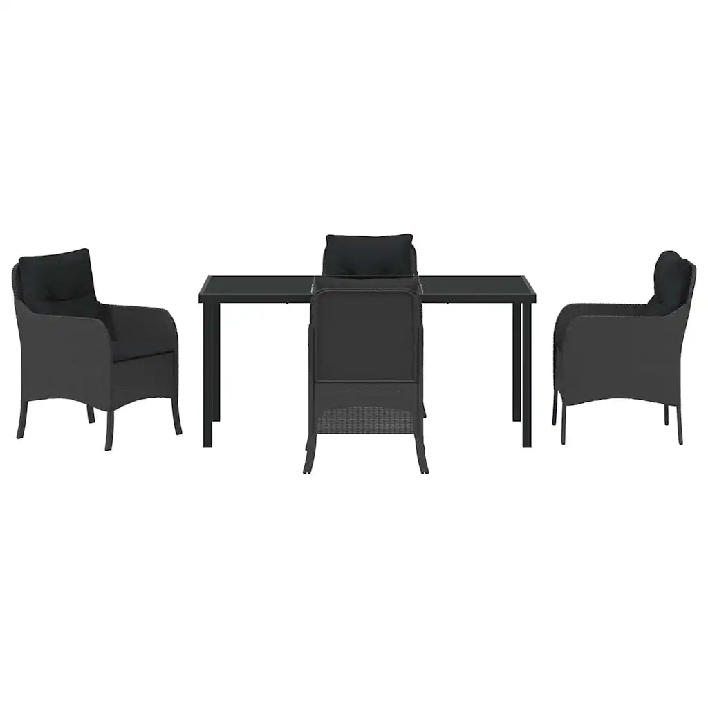 Set da Pranzo per Giardino con cuscino 5 pcs Nero polyrattan 3380151