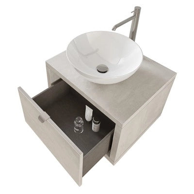 Mobile bagno sospeso 60 cm grigio chiaro con lavabo a bacinella e specchio Master