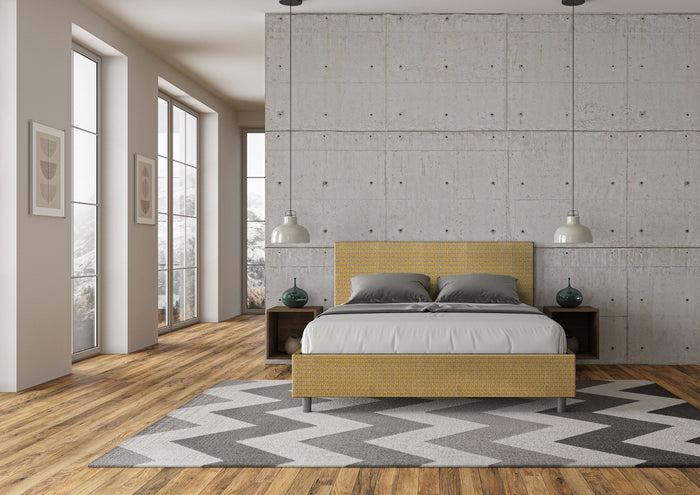 Letto Matrimoniale 160x210 cm con Rete e Contenitore Adele Labirinto 06 Giallo