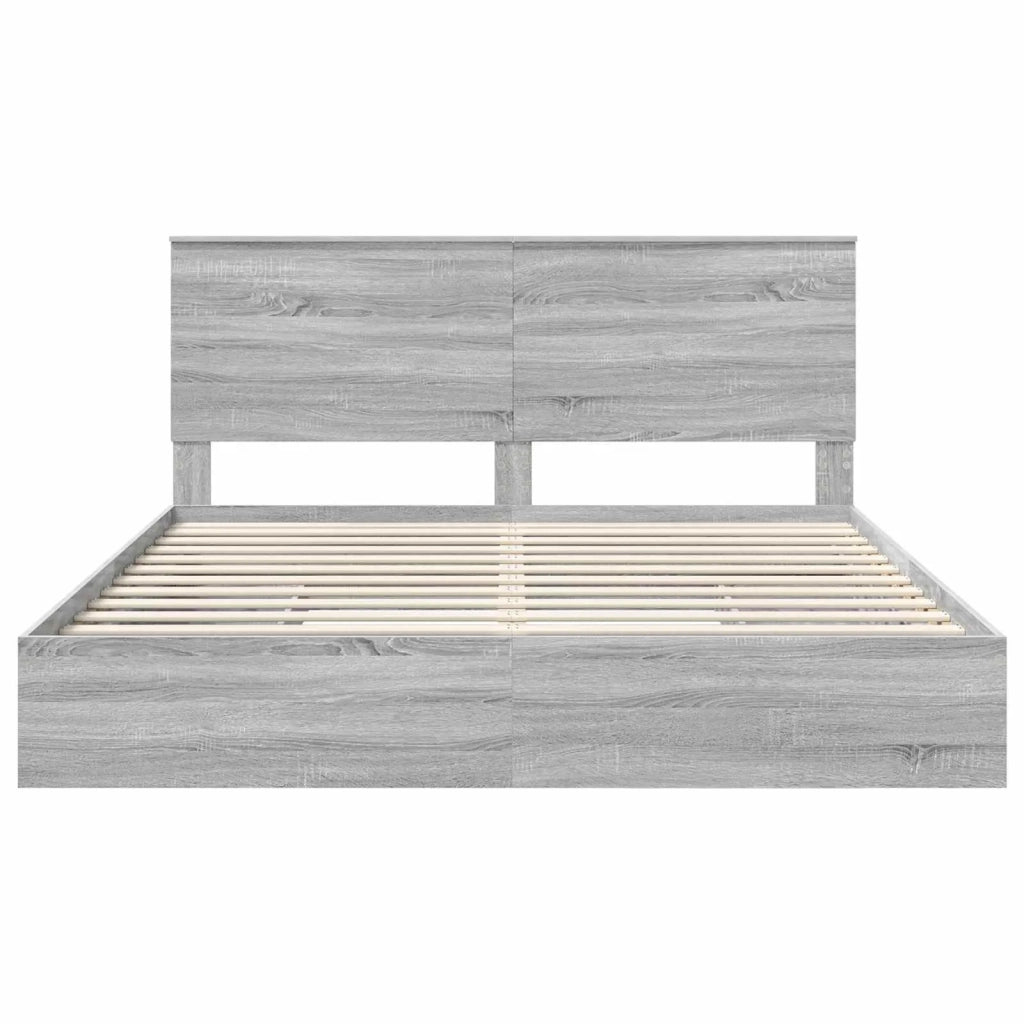Letto con Contenitore con testiera Grigio Sonoma 200 x 200 cm