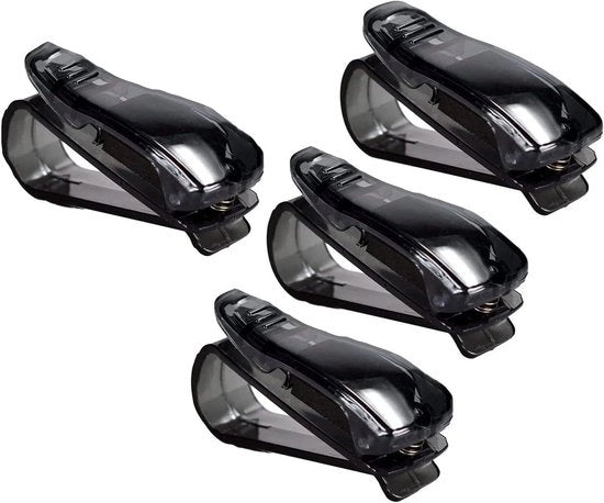 Occhiali da sole autoportante clip nero | Set da 4 | Clip multifunzionale per ombrello e biglietto | Accessori per veicoli