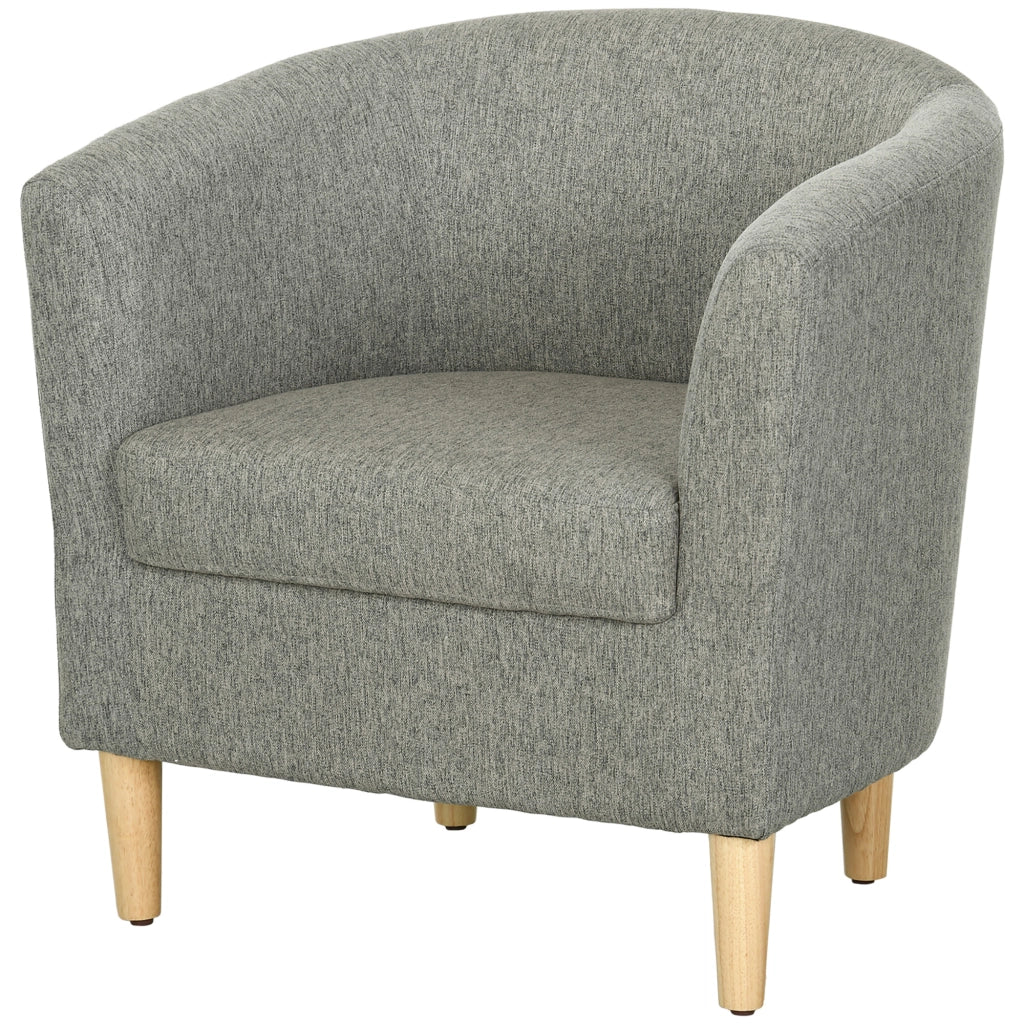 Poltrona da salotto in tessuto ¨C Xylo ¨C grigio, gambe in legno, imbottita, 74x63x73cm