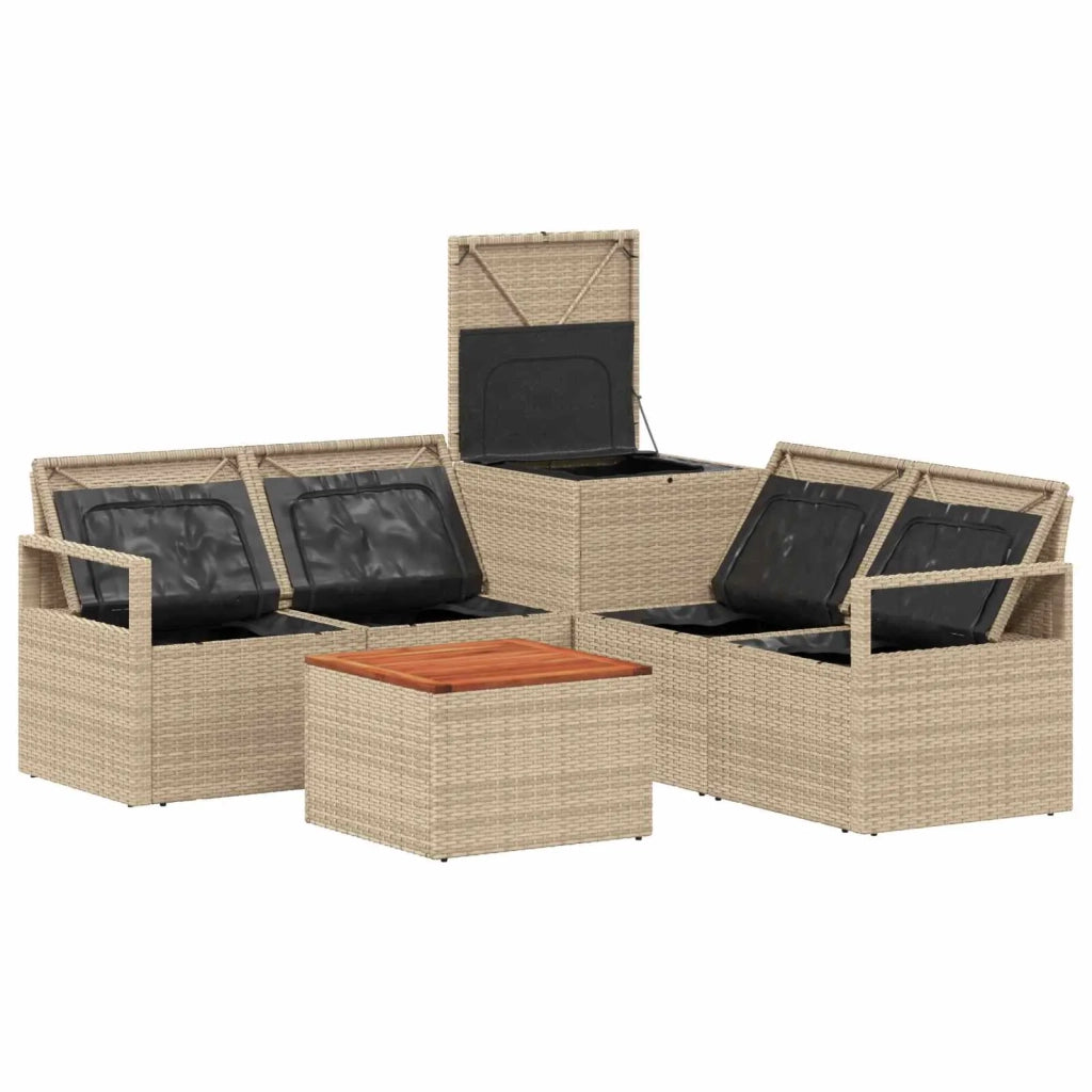 Set di divani 6 pz Beige e Bianco Crema 3447256