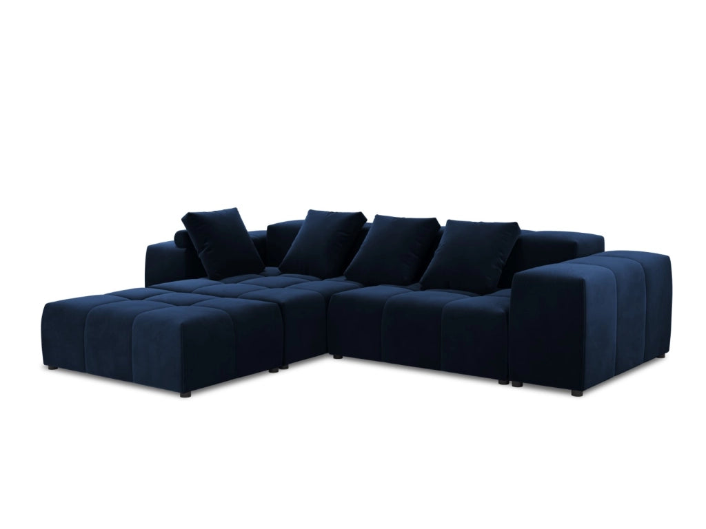 Cosmopolitan Design - Divano angolare modulare reversibile "Rome" 5 posti in velluto blu reale 