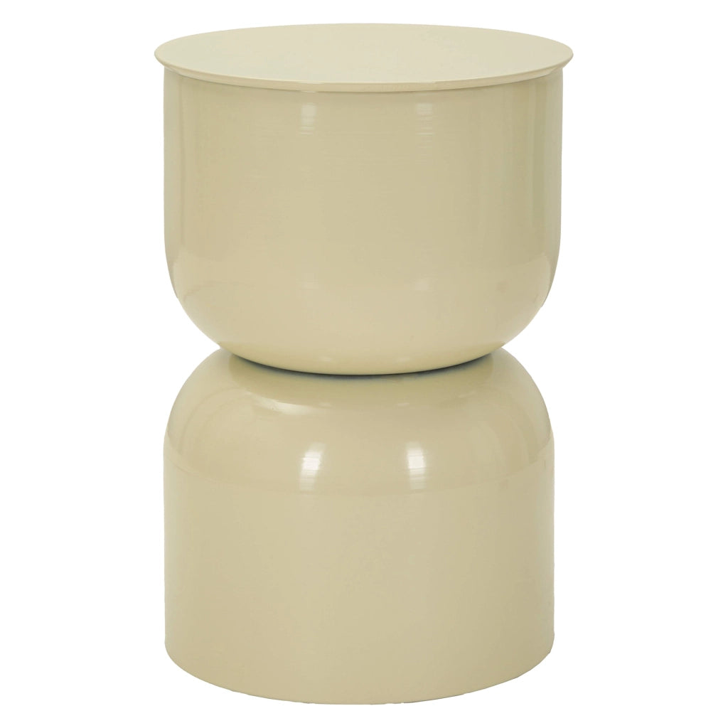 Bandip, Tavolino da Salotto Forma Rotondo, 33x51x33h cm Bianco Crema