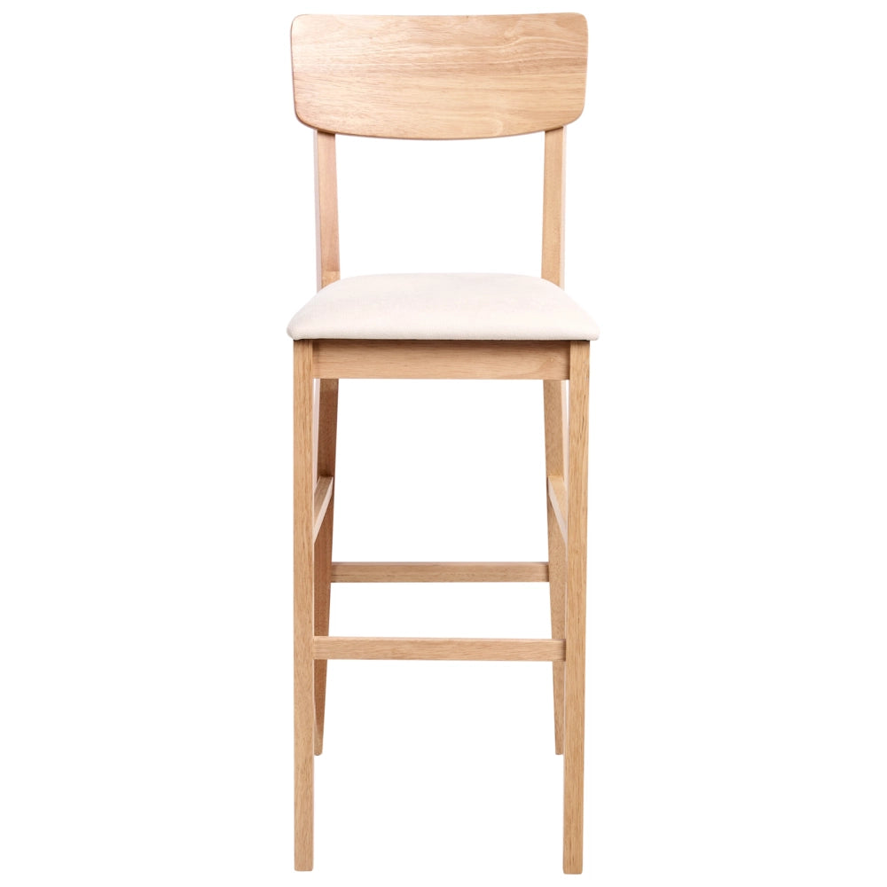 Set di 2 sedie da bar Marrone chiaro e beige chiaro Seduta imbottita in legno di gomma e poliestere