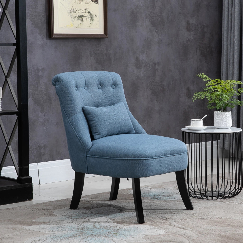 Poltrona Relax con Schienale e Cuscino ¨C Zephmum ¨C Blu, Legno, 88x102x95