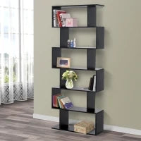 Libreria Legno Design Moderno con 6 Ripiani 80 × 23 × 192cm Nero
