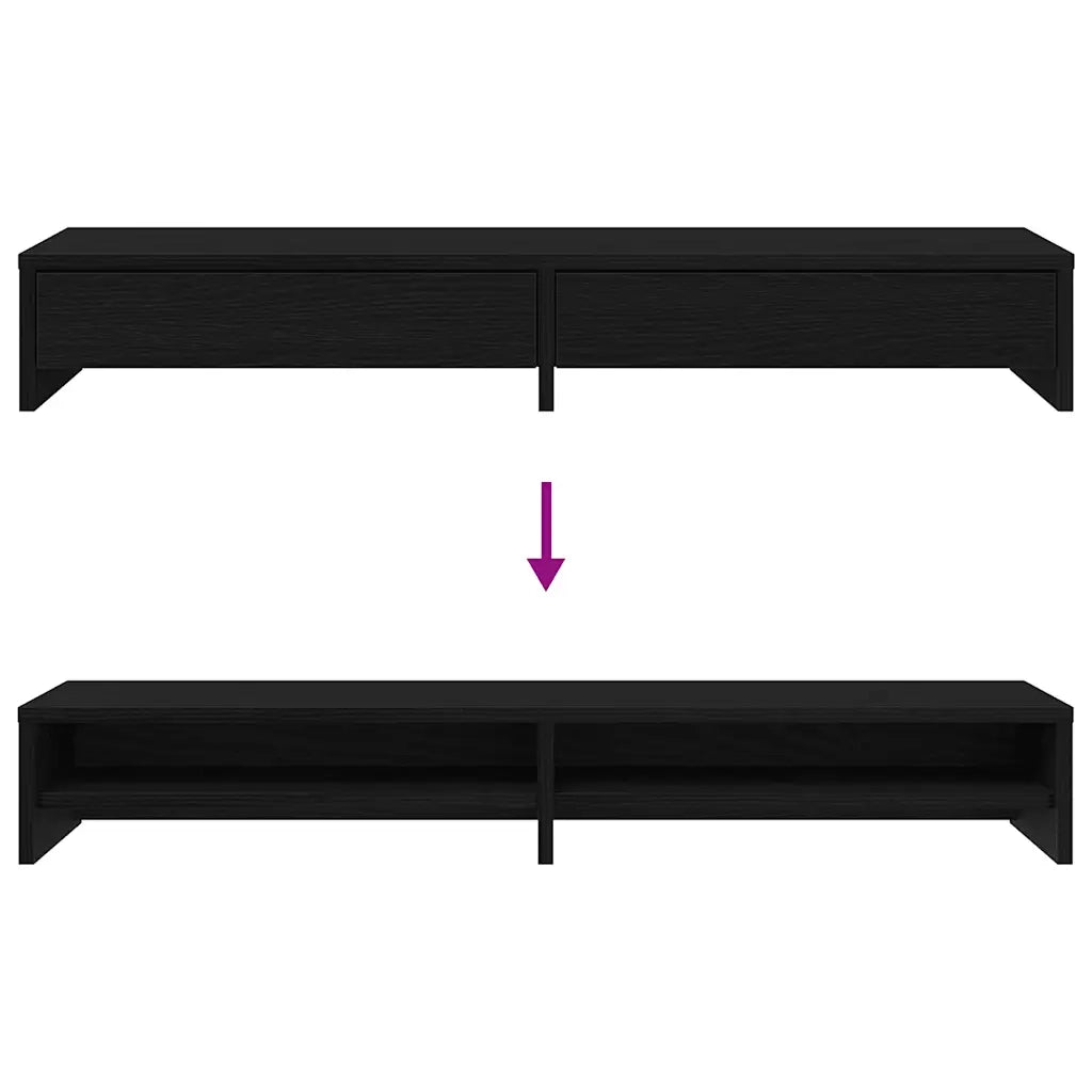 vidaXL Supporto Monitor con Cassetti Rovere Nero 100x27x15 cm
