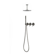 Kit doccia a soffitto corto canna di fucile in acciaio inox 316L con soffione 30 cm braccio miscelatore deviatore doccino supporto e flessibile KIT-DOCCIA-SOFFITTO-CORTO-30-CANNA-FUCILE