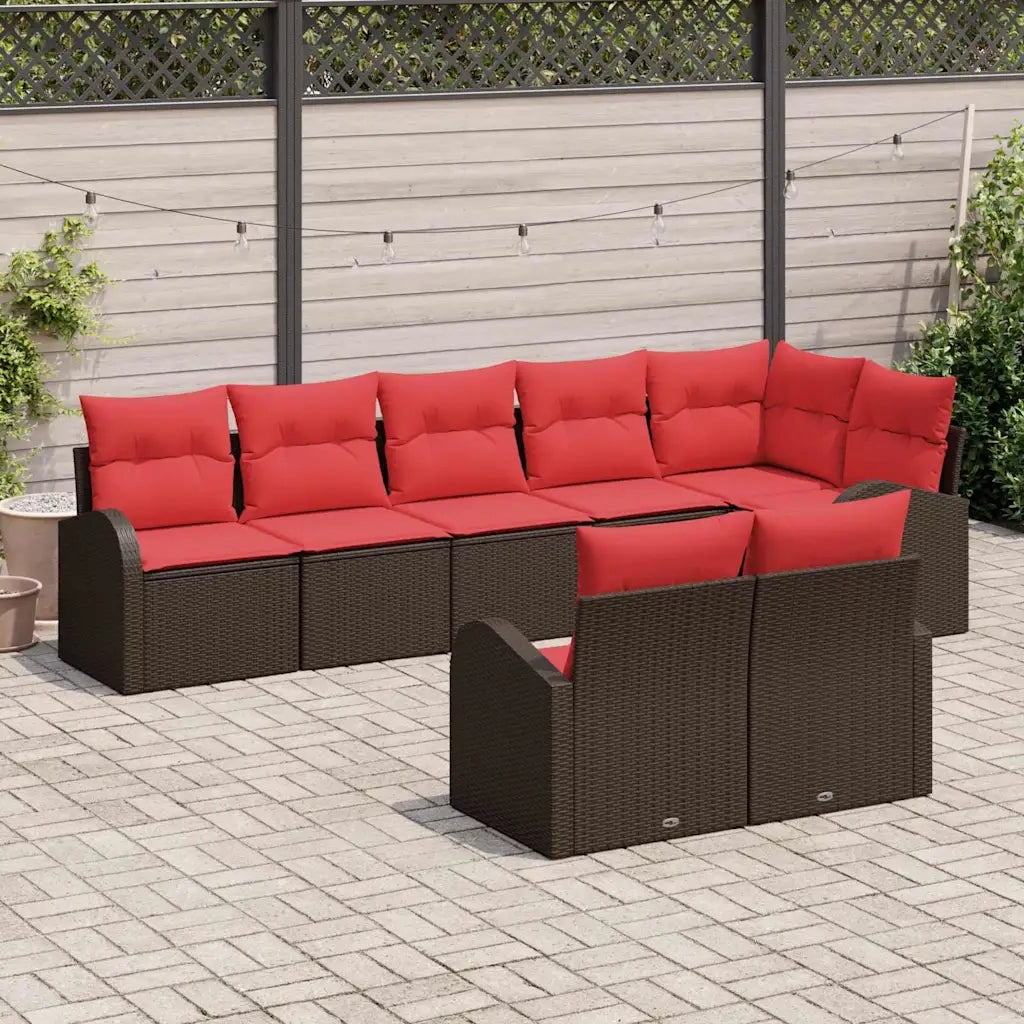 Set Divano da Giardino Marrone polyrattan