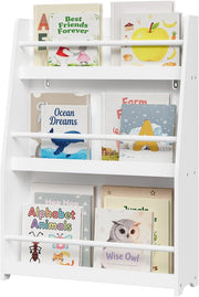 Libreria Montessoriana per Bambini, Scaffale Porta Libri e Giocattoli a 3 Ripiani, Organizzatore per Cameretta dei Bimbi, in MDF e Legno di Pino, Bianco