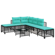 Set divano angolare da giardino a 3 pz con Cuscini in Polyrattan Nero 365452