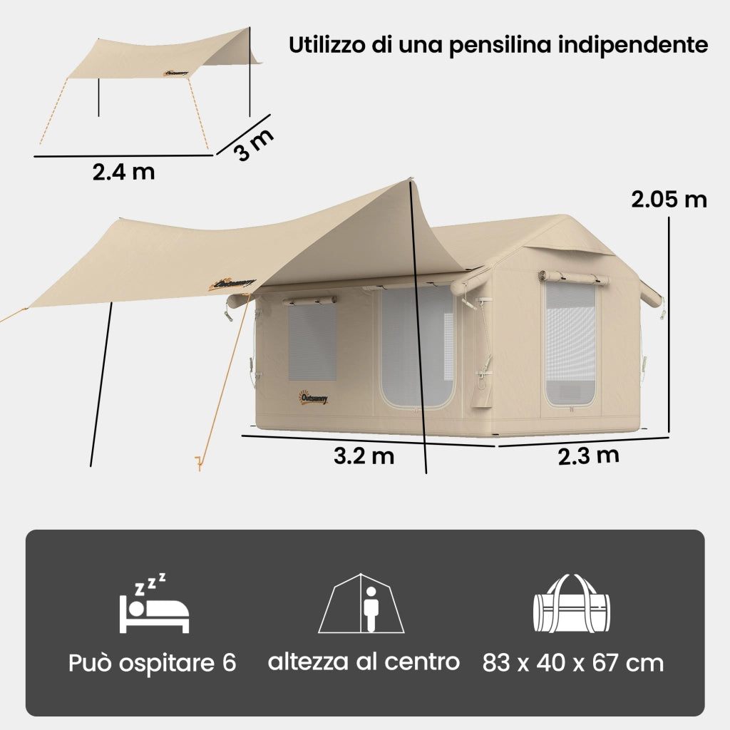 Tenda da Campeggio Gonfiabile Impermeabile ¨C Zephmum ¨C Cachi 3000mm