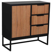 Credenza con 1 anta e 3 cassetti in legno e metallo 80x34x80h cm