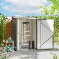 Casetta Porta Attrezzi 0.92m² in Acciaio Zincato con Tetto Inclinato e Serratura, 100x103x160 cm, Marrone