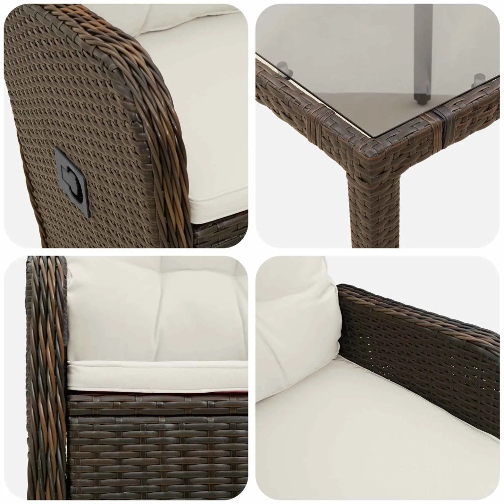 Set da pranzo per esterni 7 pz Marrone e Bianco Crema 3422315
